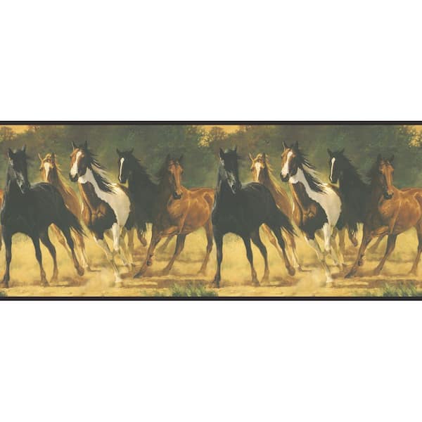 York Wallcoverings Lake Forest Lodge Horses Wallpaper Border