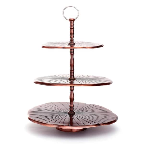 Old Dutch 3-Tier 17 in. H Antique Copper Aluminum "Lily Pad" Dessert Server