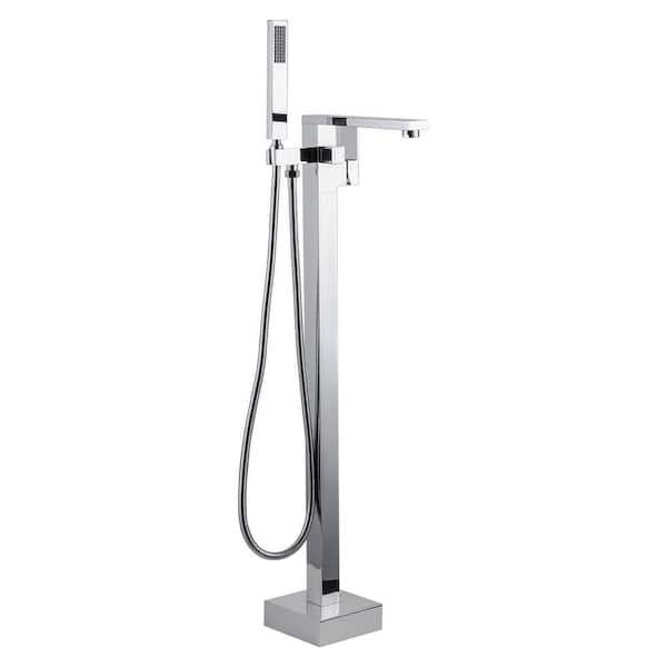 WOWOW Single-Handle Freestanding Tub Faucet with Hand Shower in Chrome