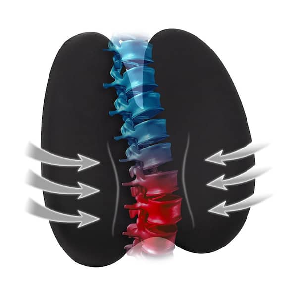 Black Lumbar Support Pillow with Air-Cloud Technology Office Chair Back Cushion, Memory Foam