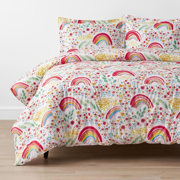 Company Kids by The Company Store Company Kids Rainbow 3-Piece Multicolored Organic Cotton Percale Full/Queen Comforter Set