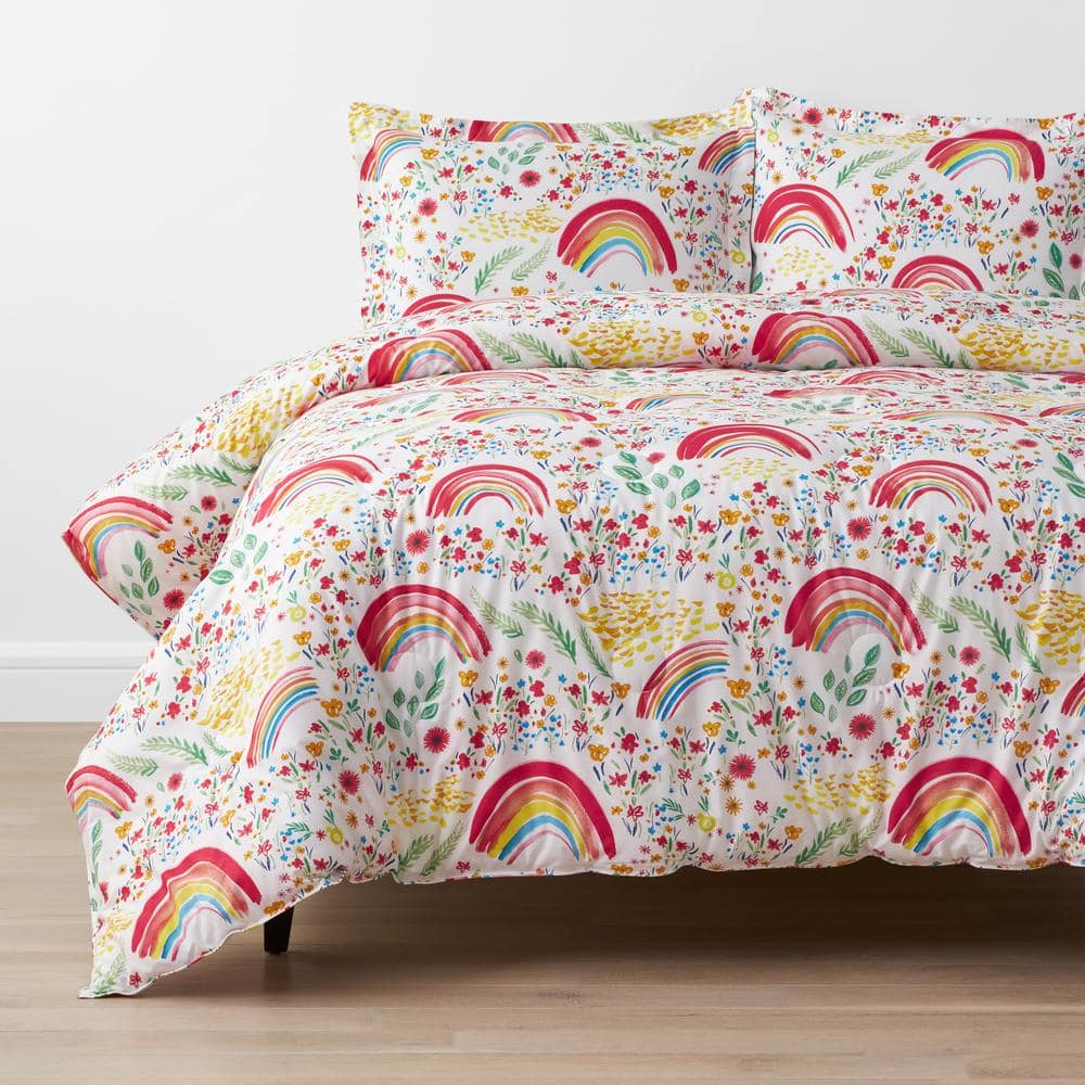 Company Kids Rainbow 2-Piece Multicolored Organic Cotton Percale Twin Comforter Set -  Company Kids by The Company Store, 35043P-T-MULTI