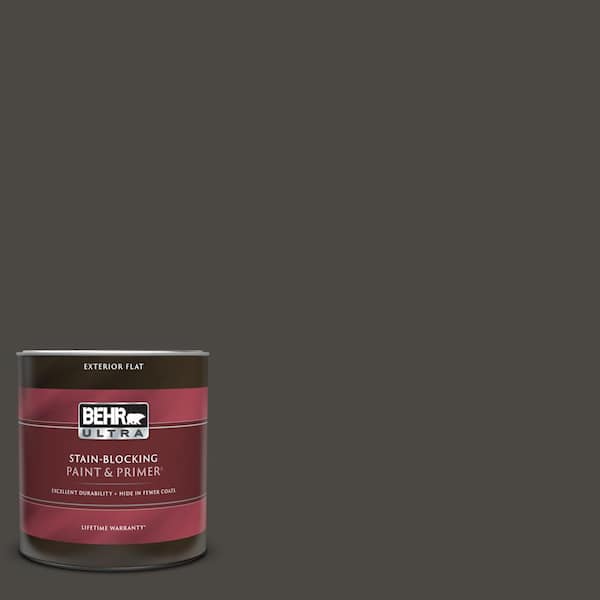 BEHR ULTRA 1 Qt. #PPU24-01 Black Mocha Flat Exterior Paint & Primer ...