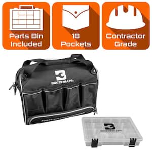 15 in. Large Mouth Tool Bag with Integrated Parts Bin Compartment