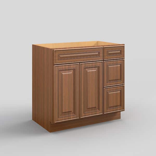 Hausvita 36 in. W x 21 in. D x 34.5 in. H in Shaker Charcoal Plywood Ready to Assemble Floor Vanity Sink Base Kitchen Cabinet