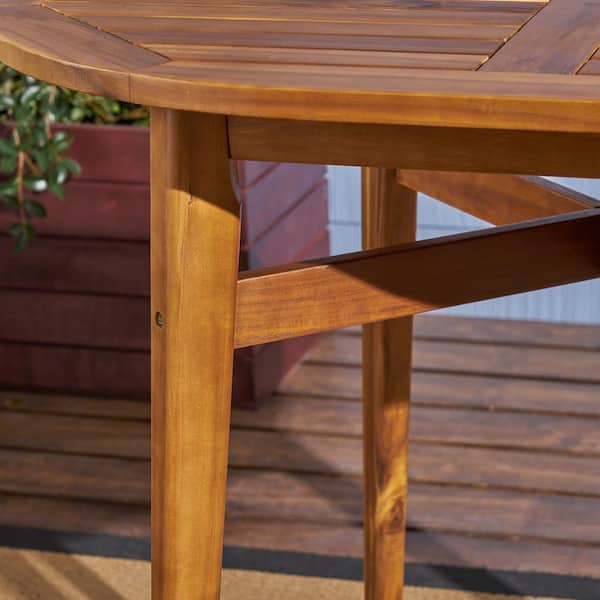 Noble House Stamford 39.75 in. Teak Brown Wood Bar Height Outdoor