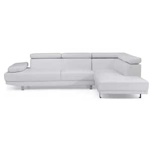 Riveredge 109 in. W 2-Piece Faux Leather L Shape Sectional Sofa in White