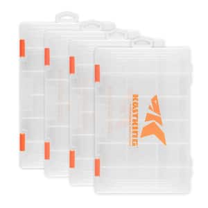 4-Pack Plastic Tackle Boxes in Orange with Removable Dividers