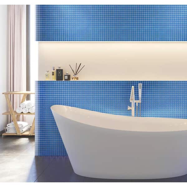 Sky Blue 11.8 in. x 11.8 in. 1X1 Matte Finished Glass Mosaic Tile (9.67 Sq. ft./Case)