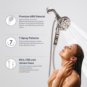 Rain 7-Spray Handheld Shower Faucet Kit with Valve 1.8 GPM and 4.9 in. Adjustable Filtered Shower Head in Brushed Nickel