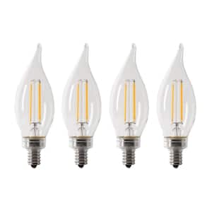60-Watt Equivalent BA10 E12 Candelabra Dimmable Filament CEC Clear Chandelier LED Light Bulb, Soft White 2700K (4-Pack)