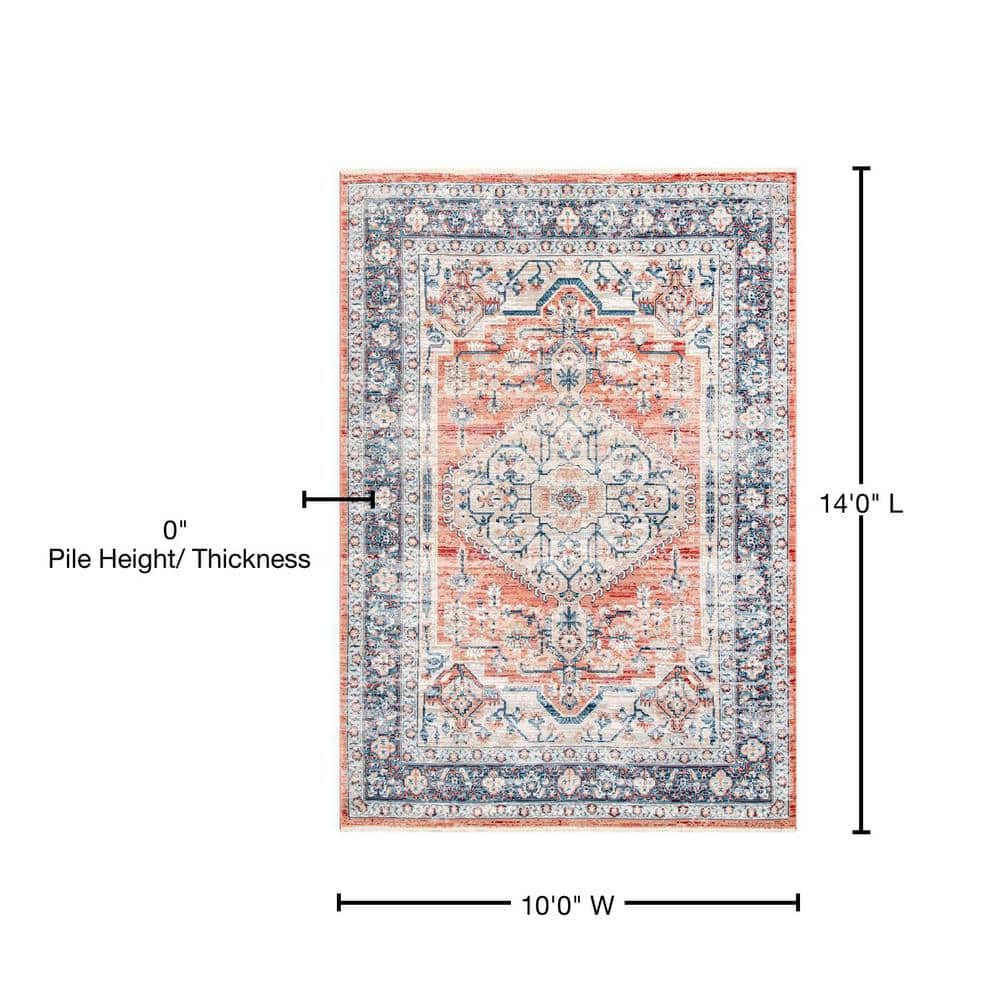 Rectangular Multicolor Medallion Synthetic 10' x 14' Area Rug