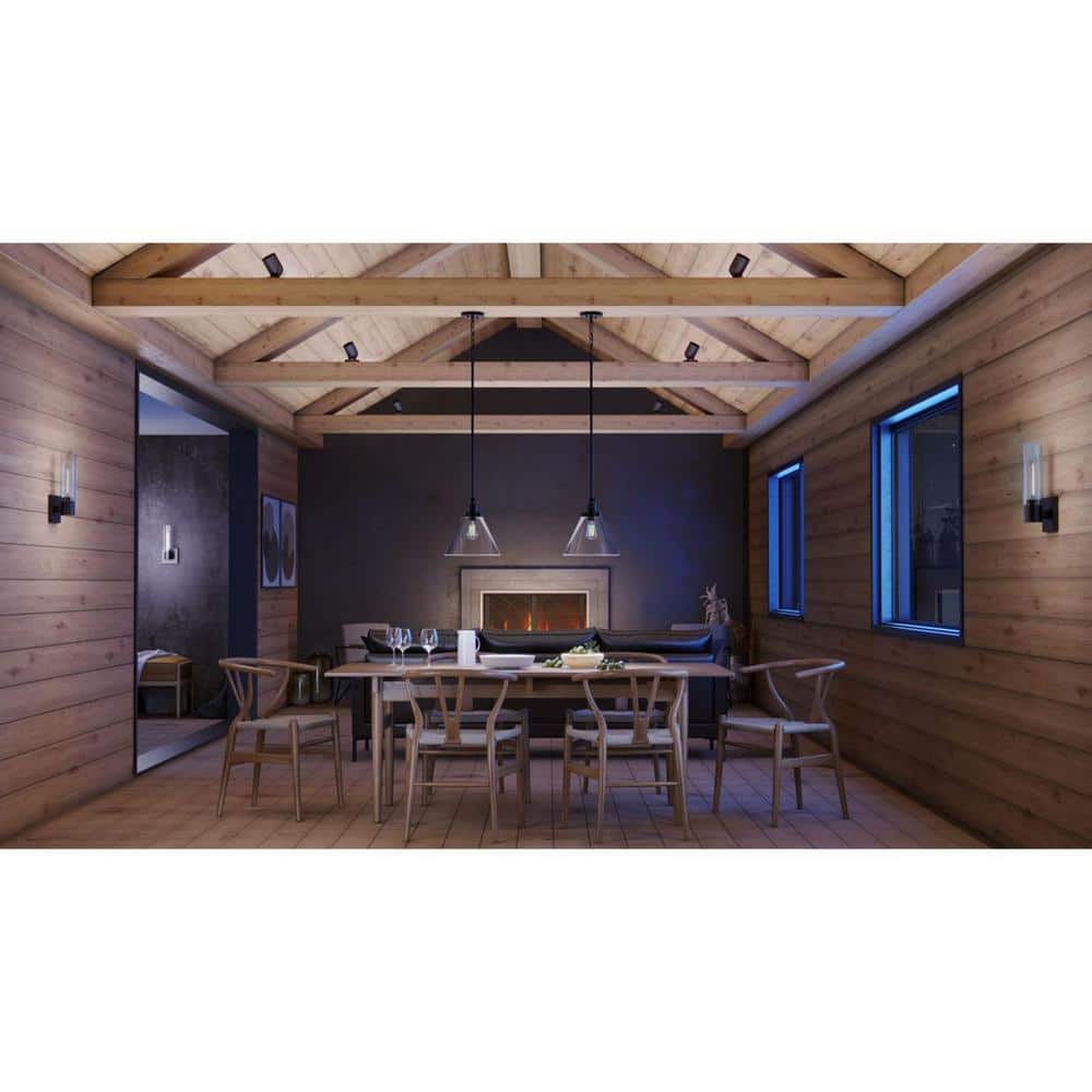 Hinton 12'' Matte Black and Clear Glass Pendant Light