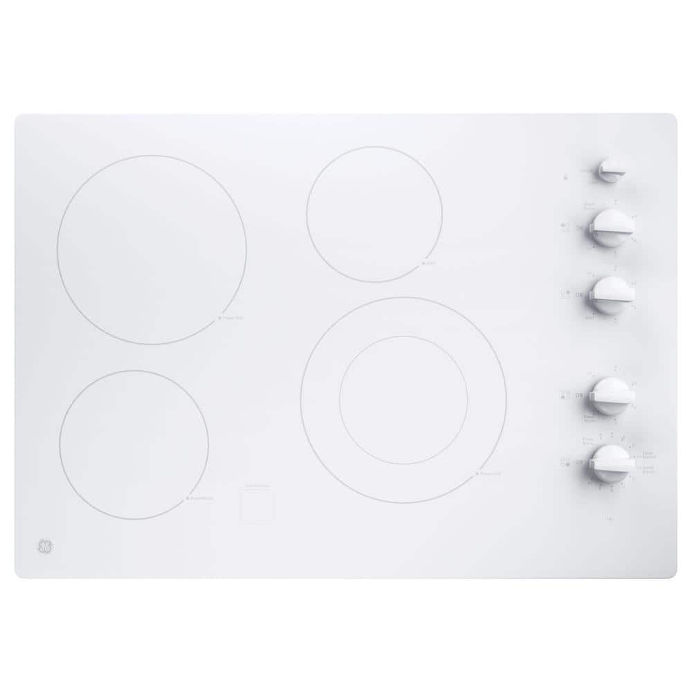GE 30 in. Radiant Electric Cooktop in White with 4 Elements including
