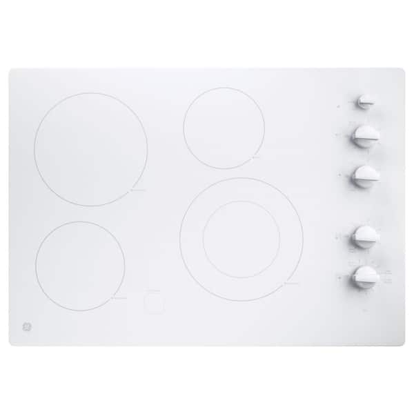 GE 30 in. Radiant Electric Cooktop in White with 4 Elements including Power Boil