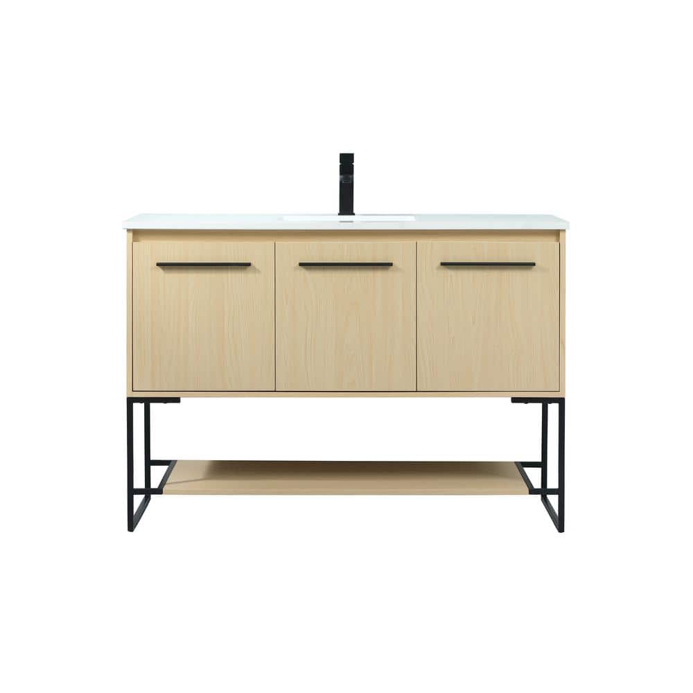 Timeless Home 48 in. W Single Bath Vanity in Maple with Engineered Stone Va