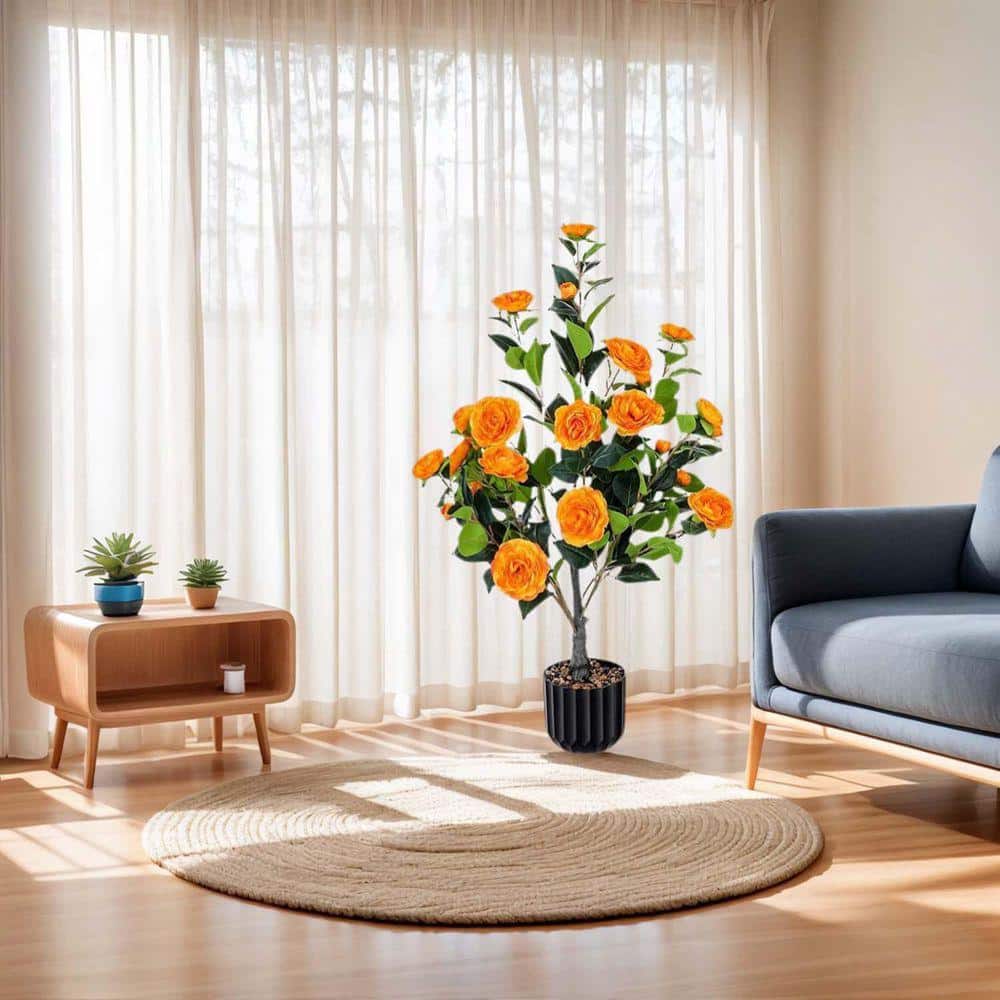 3 ft. Artificial Camellia Tree 2-Pack,Faux Camellia Plant,Greenery