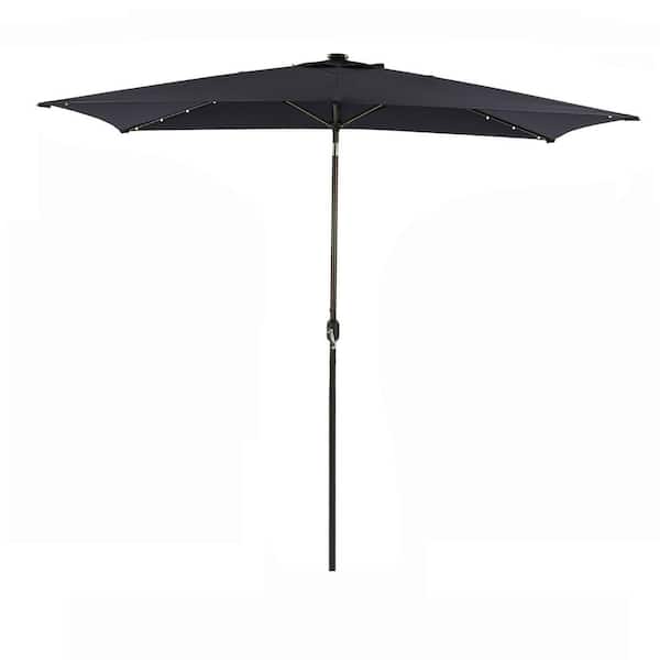 maocao hoom 10 ft. x 6.5 ft. Rectangle LED Lights Market Umbrella without Base in Navy Blue