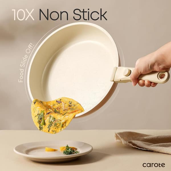 Carote Nonstick Cookware Sets, 9 Pcs Granite Non Stick Pots and Pans Set  with Removable Handle 