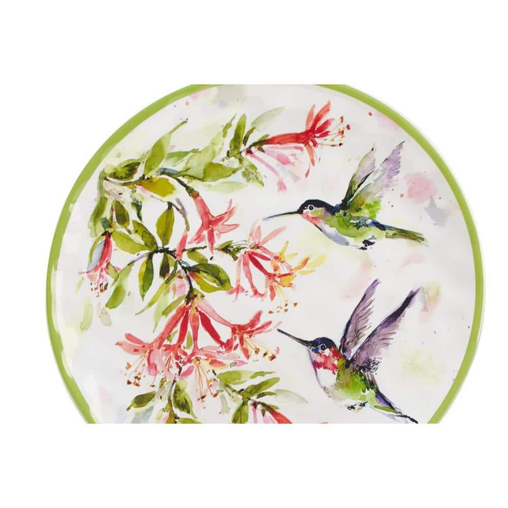 Hummingbirds Multicolor Melamine Spring Dinner Plates, Set of 6