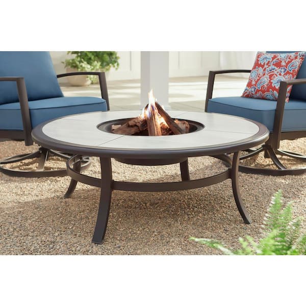 Hampton Bay Whitfield 48 In Round, Round Gas Fire Pit Table Top Dimensions