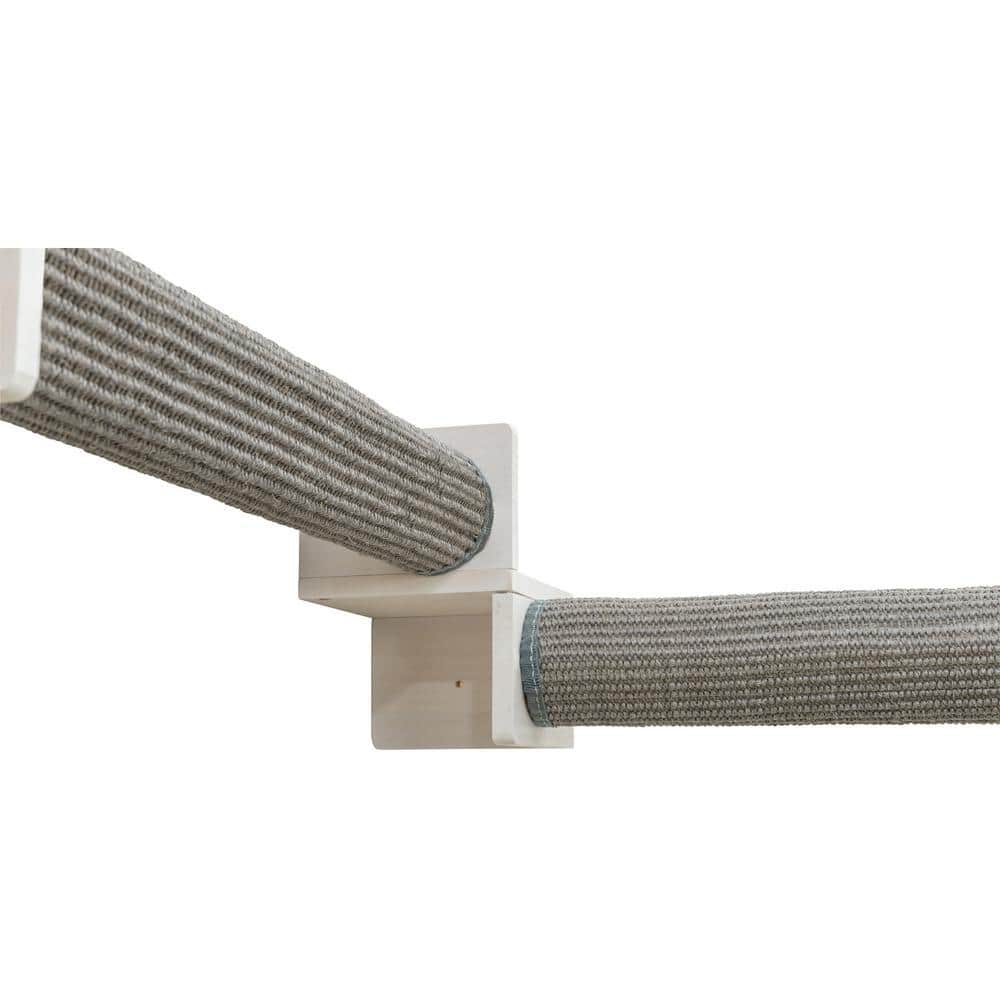 Gray and White Wall Mounted Sisal Cat Scratching Post System