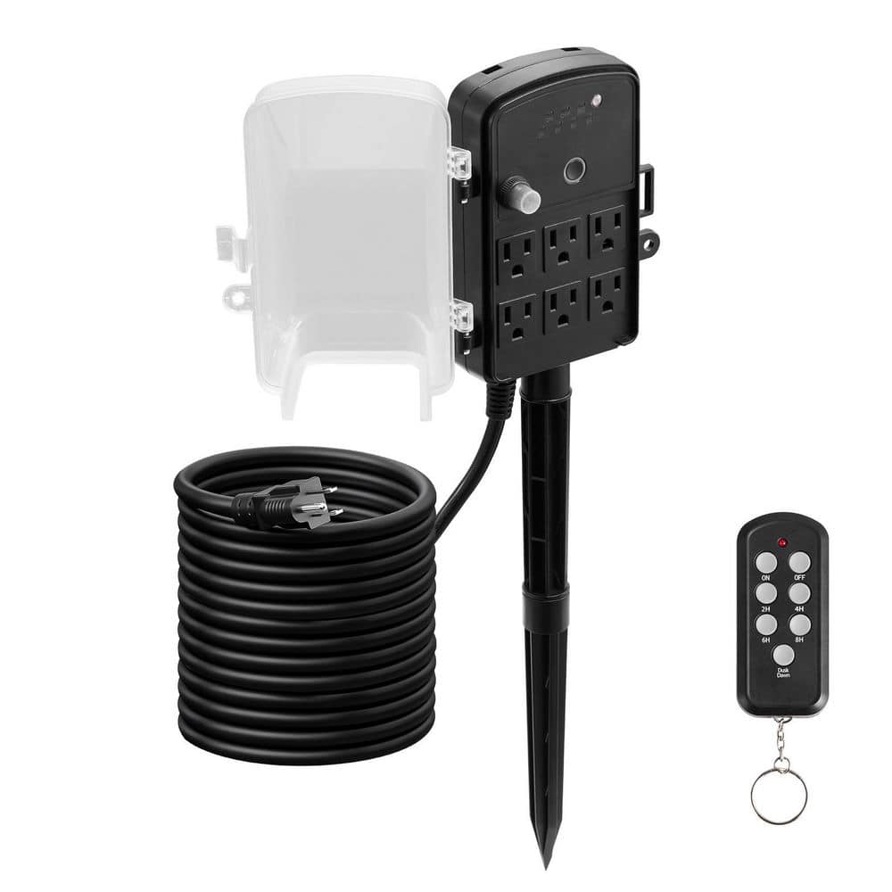 Weatherproof 25 ft. Outdoor Power Stake, Power Strip with Cover & Timer, 6 Outlets, 1875W/15A, Garden & Christmas Lights price history on PriceWatchPro