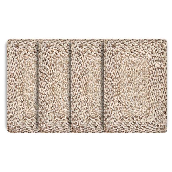 Toned 19 in. x 13 in. Bleach / Natural Jute Placemat (Set of 4)