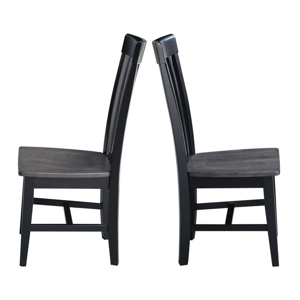 Cosmo High Slat-Back Solid Wood Side Chair in Coal Black