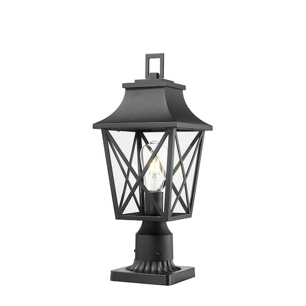 19.8 in. Outdoor Series 1-Light Black Aluminum Hardwired Outdoor Waterproof Post Light with No Bulbs Included(2-Pack)