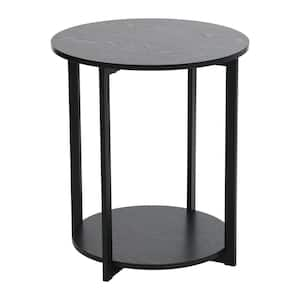 Jamestown 2 Tier End Table, Round, Black Oak, 20.3" W