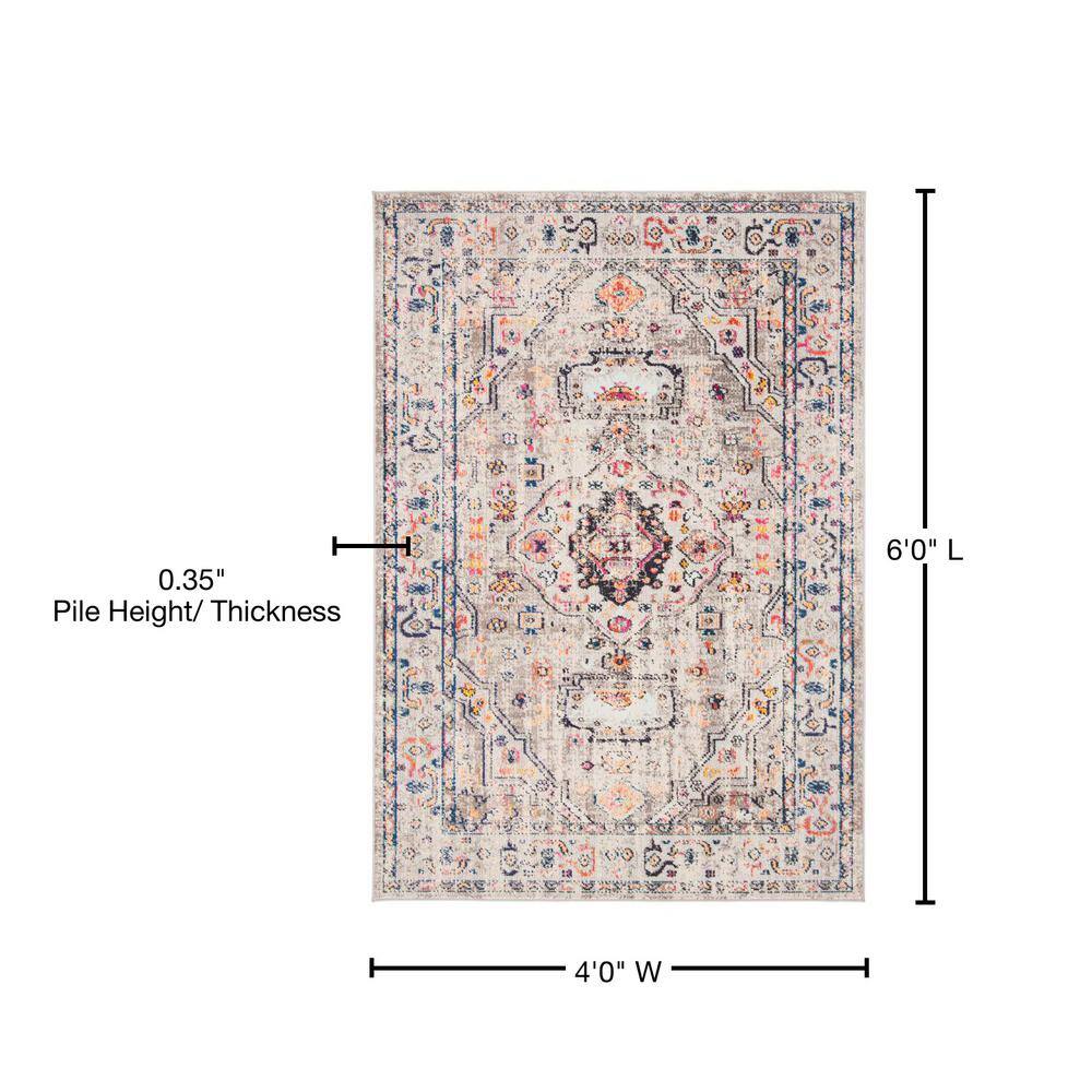 Easy-Care Gray Synthetic 4' x 6' Flat Woven Accent Rug