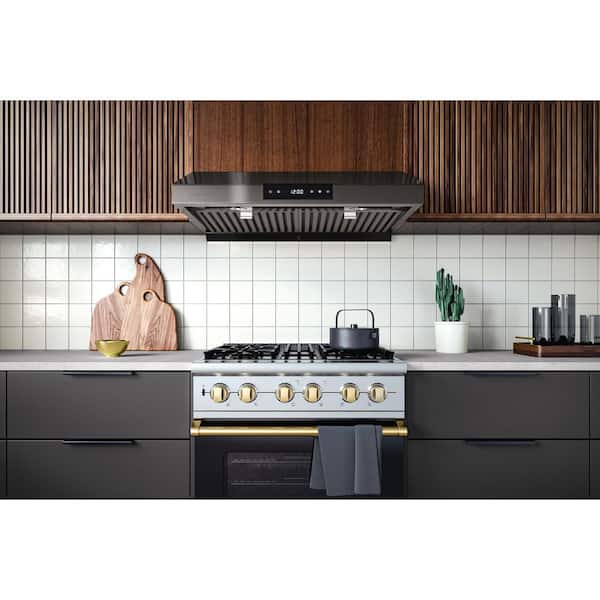 30 in. Ducted Under Cabinet Range Hood with 3-Way Venting Changeable LED Powerful Suction in Black Stainless Steel