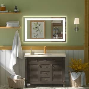 40 in. W x 24 in. H Anti-Fog Rectangular LED Frameless Power Off Memory Function Wall Bathroom Vanity Mirror in Silver