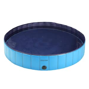 Foldable 5.3 ft. Round 11.8 in. D Kiddie Pool with Protective Lining