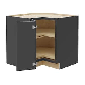 Grayson 33 in. W x 34.5 in. H x 24 in. D Deep Onyx Plywood Shaker Stock Assembled Corner Kitchen Cabinet Lazy Susan Left