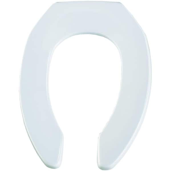 BEMIS Never Loosens Elongated Commercial Plastic Open Front Toilet Seat in White