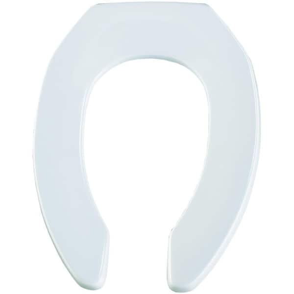 Elongated Fire-Retardant Commercial Plastic Open Front Toilet Seat in White Never Loosens