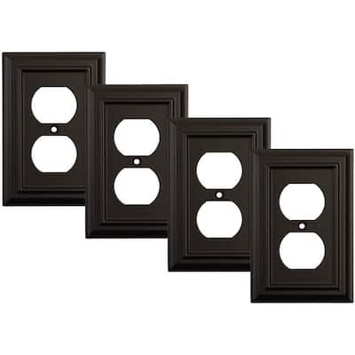 Black Architecture 1-Gang Duplex Outlet Wall Plate (4-Pack)
