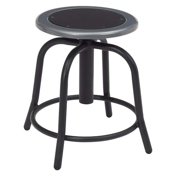 National Public Seating 18 in. to 25 in. Height Black Seat and Black Frame Adjustable Swivel Stool