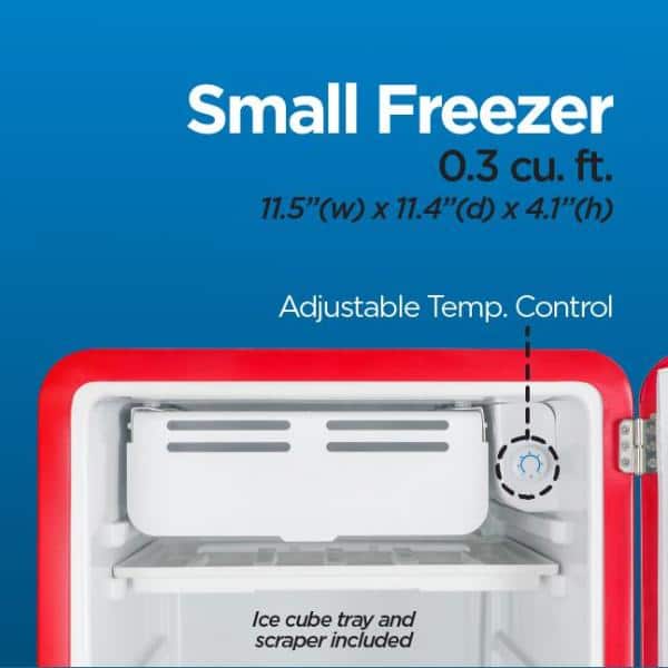 Retro Red Metal Mini Refrigerator with Freezer, 3.2 Cu. Ft.