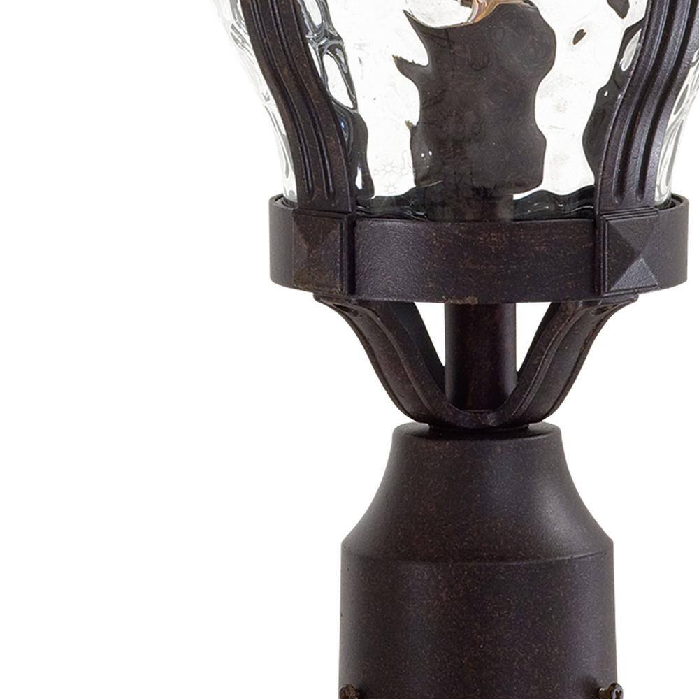 Corona Bronze Outdoor Post Light with Clear Hammered Glass