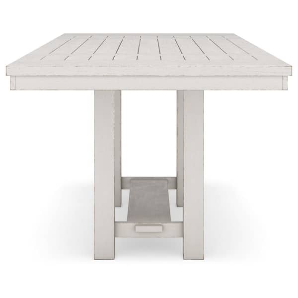 Robbinsdale Farmhouse White Wood 42 in. Double Pedestal Extendable Counter Height Dining Table Seats 8