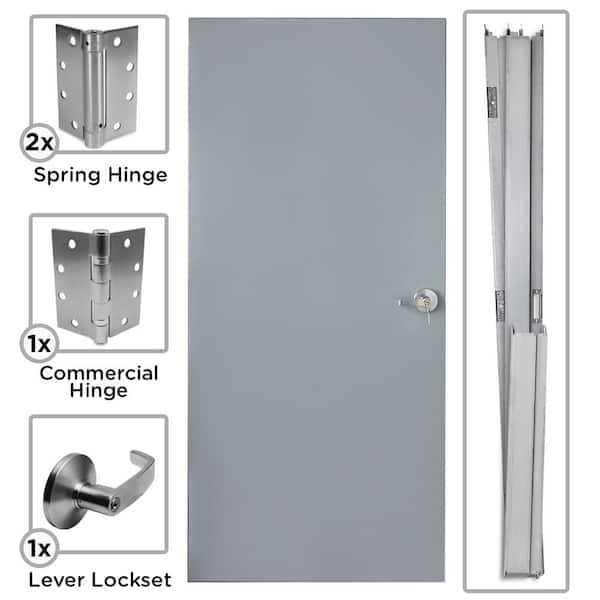 Armor Door - 36 in. x 80 in. Gray Right-Hand Outswing Flush Steel Commercial Door with Knock Down Frame and Hardware