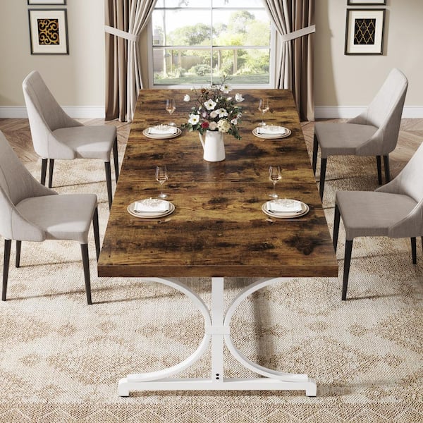 Double pedestal farmhouse dining table discount
