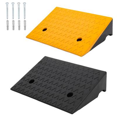 2-Pieces Rubber Car Curb Ramps, Black and Yellow