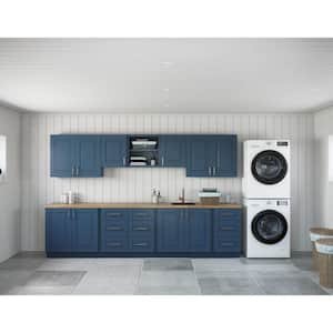 Greenwich Valencia Blue Plywood Shaker Stock Ready to Assemble Kitchen-Laundry Cabinet Kit 24 in. x 84 in. x 32 in.