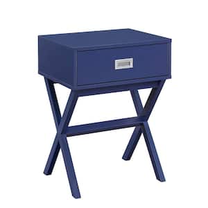 Designs2Go Landon 19 in. Cobalt Blue Standard Rectangle Wood End Table with 1-Drawer