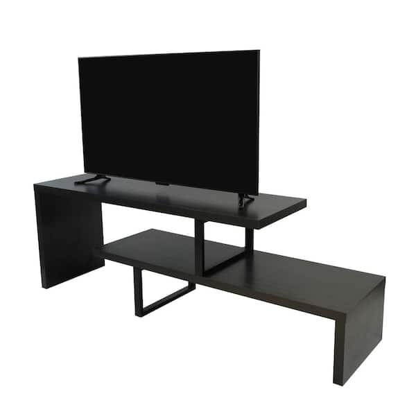 Leisuremod Orford Mid-Century Modern TV Stand with MDF Shelves and Powder Coated Iron Legs, Phantom Grey