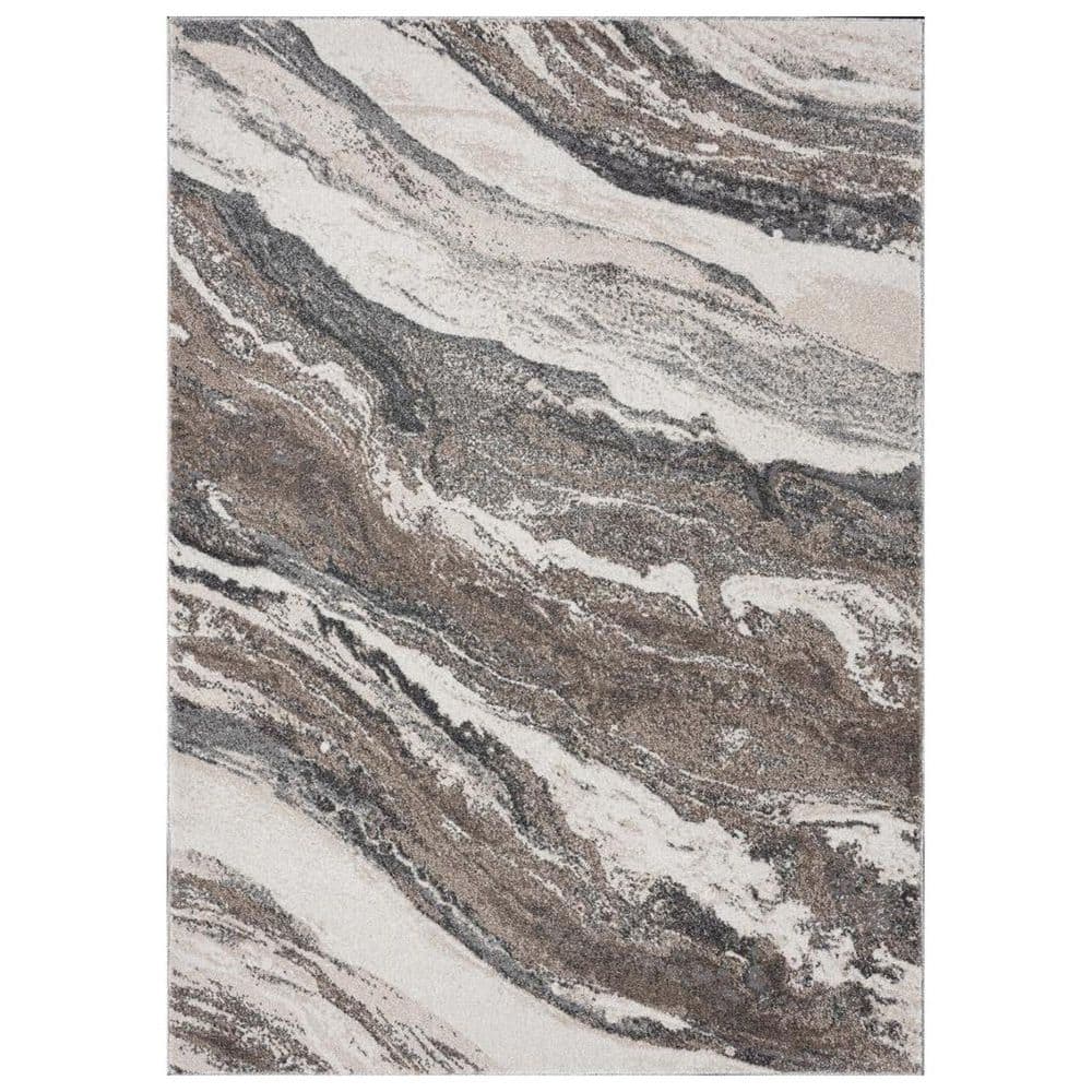 Gray 5 ft. x 7 ft. Abstract Indoor Polypropylene Area Rug
